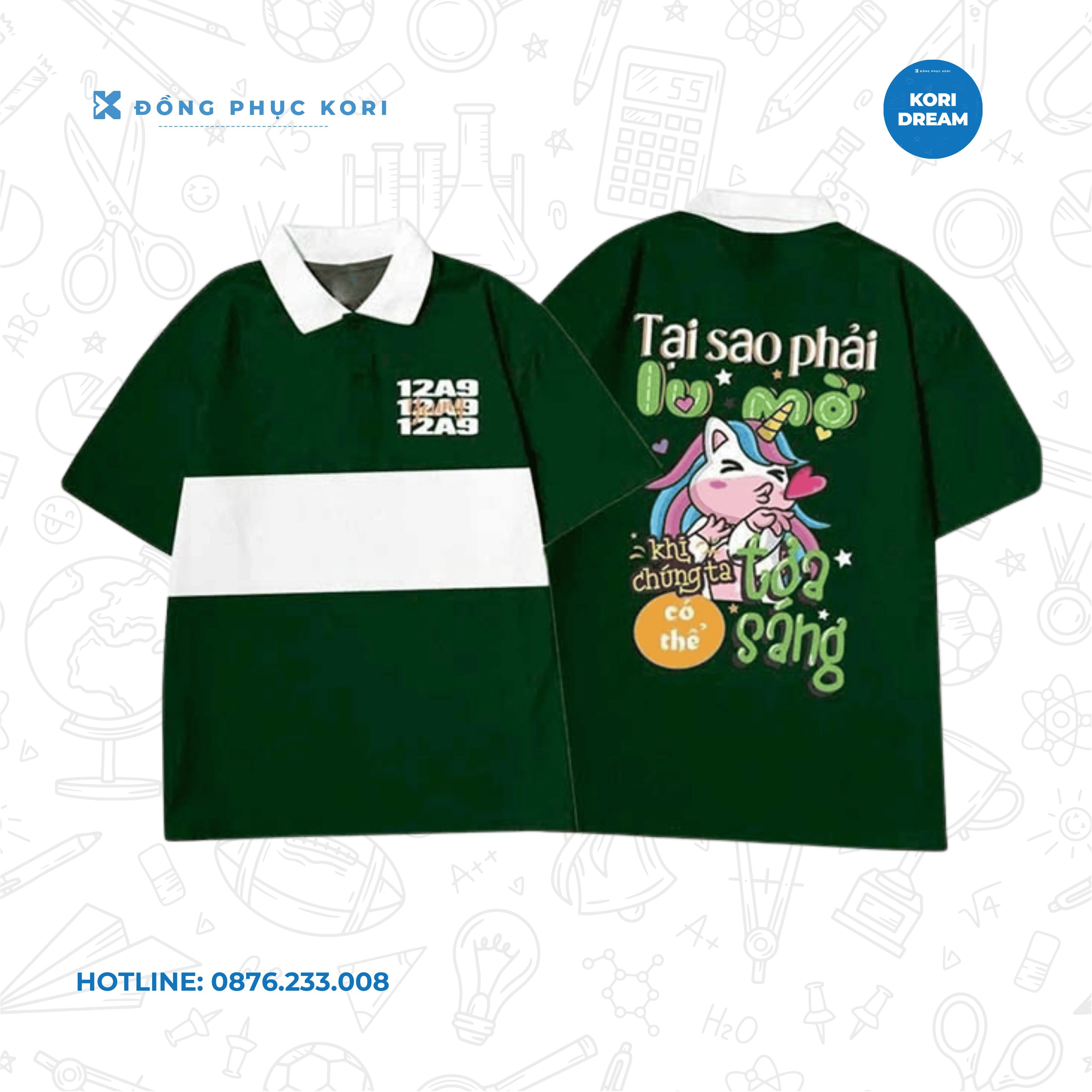 ÁO LỚP 12A9 POLO XANH LÁ