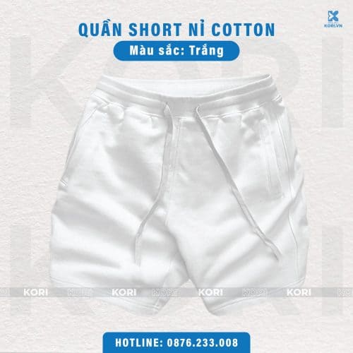 PHÔI QUẦN SHORT NỈ CUA TRẮNG