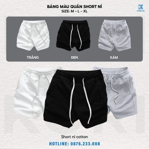 PHÔI QUẦN SHORT NỈ CUA