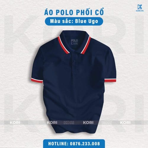 PHÔI ÁO POLO PHỐI CỔ MÀU BLUE UGO