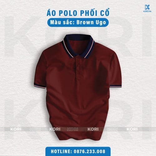 PHÔI ÁO POLO PHỐI CỔ MÀU BROWN UGO