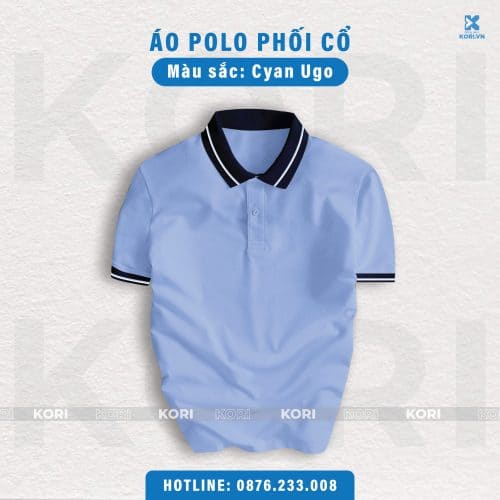 PHÔI ÁO POLO PHỐI CỔ MÀU CYAN UGO