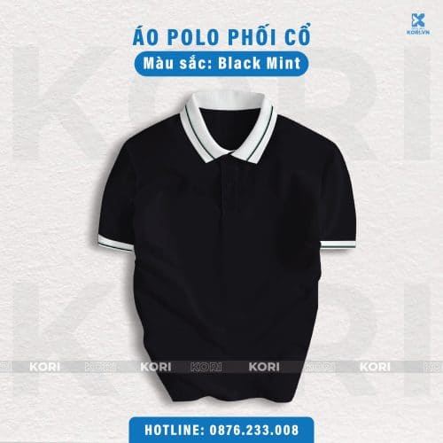 PHÔI ÁO POLO PHỐI CỔ MÀU BLACK MINT