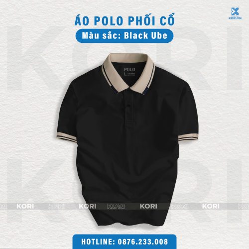 PHÔI ÁO POLO PHỐI CỔ MÀU ĐEN UBE
