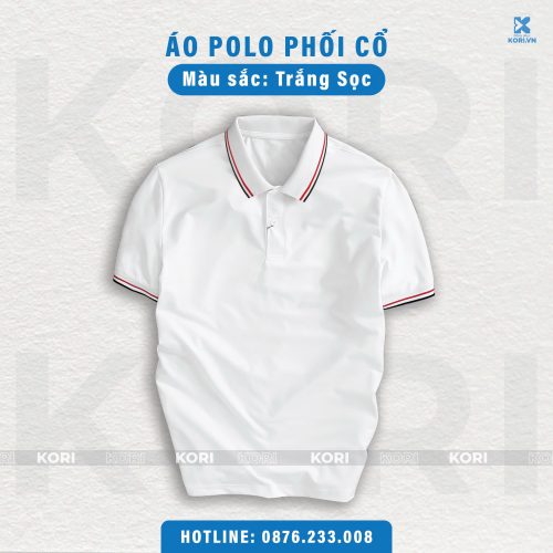 PHÔI ÁO POLO PHỐI CỔ MÀU TRẮNG SỌC