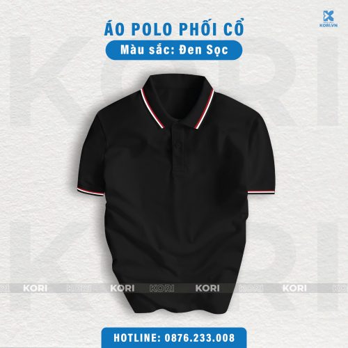 PHÔI ÁO POLO PHỐI CỔ MÀU ĐEN SỌC
