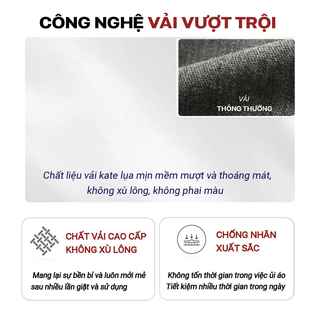 Cận chất vải kate lụa mịn mềm mượt và thoáng mát