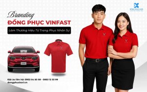 Branding đồng phục Vinfast đỏ tươi - đồng phục Kori