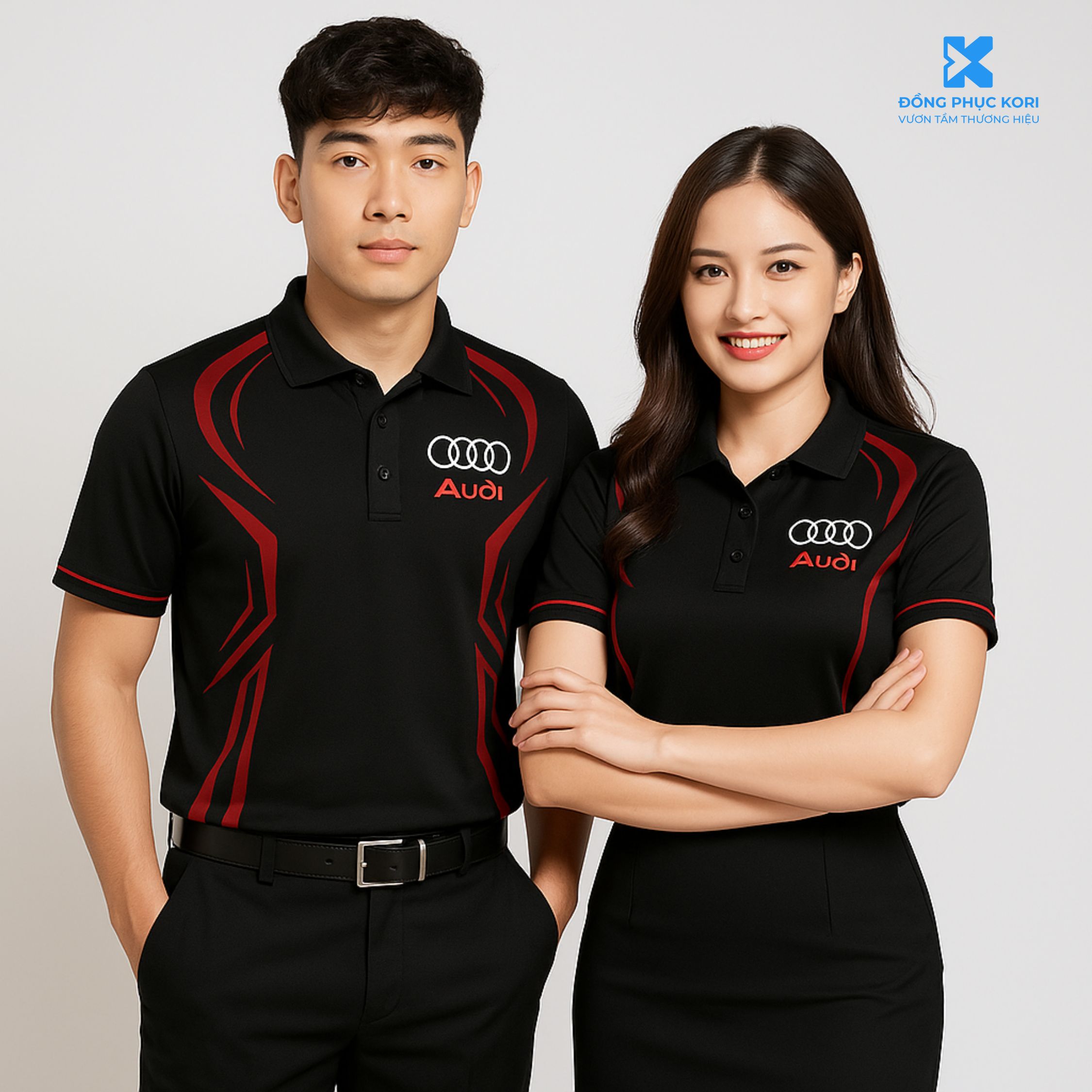 Đồng phục Audi màu đen phối đỏ | KORI Uniform