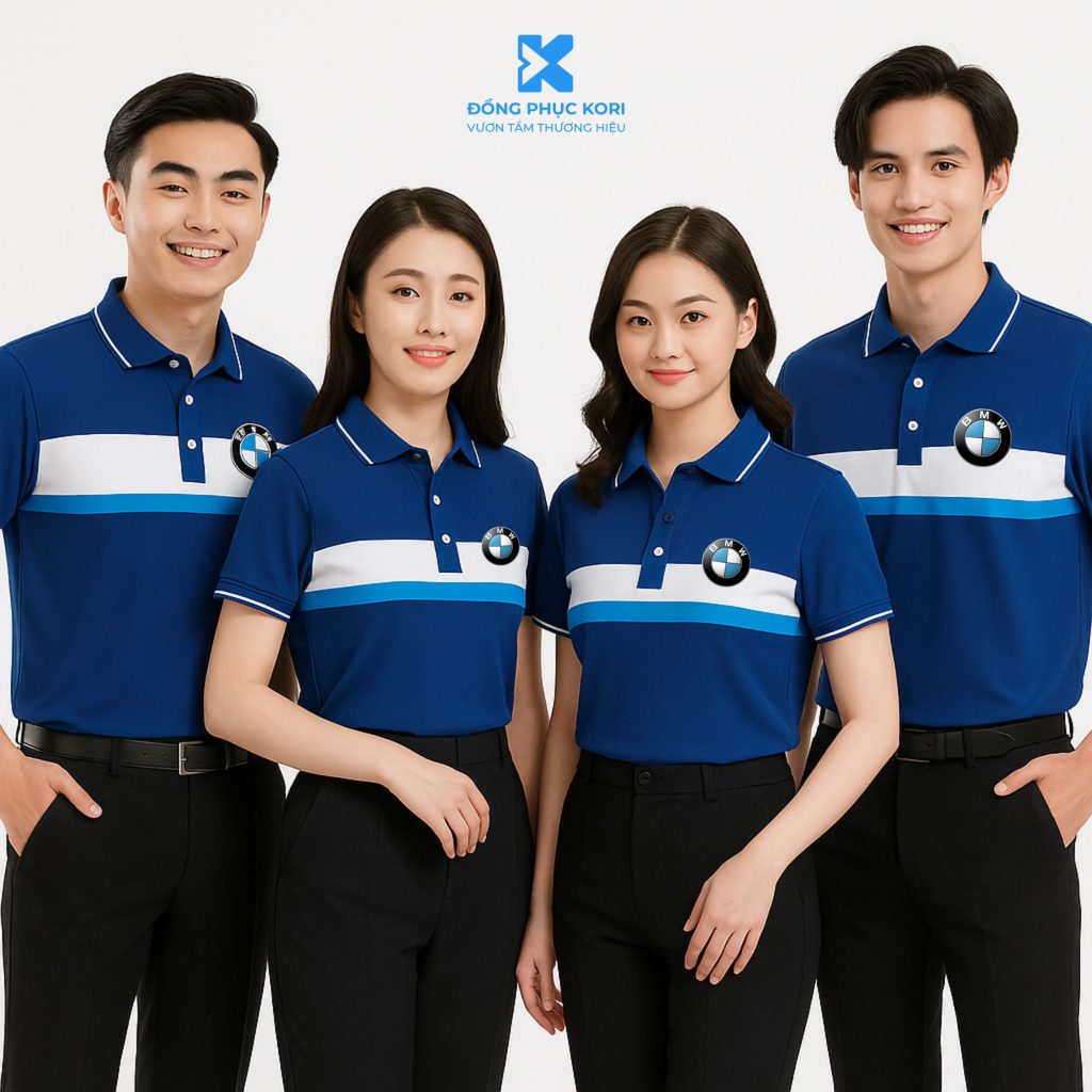 Đồng phục BMW màu trắng phối xanh | KORI Uniform