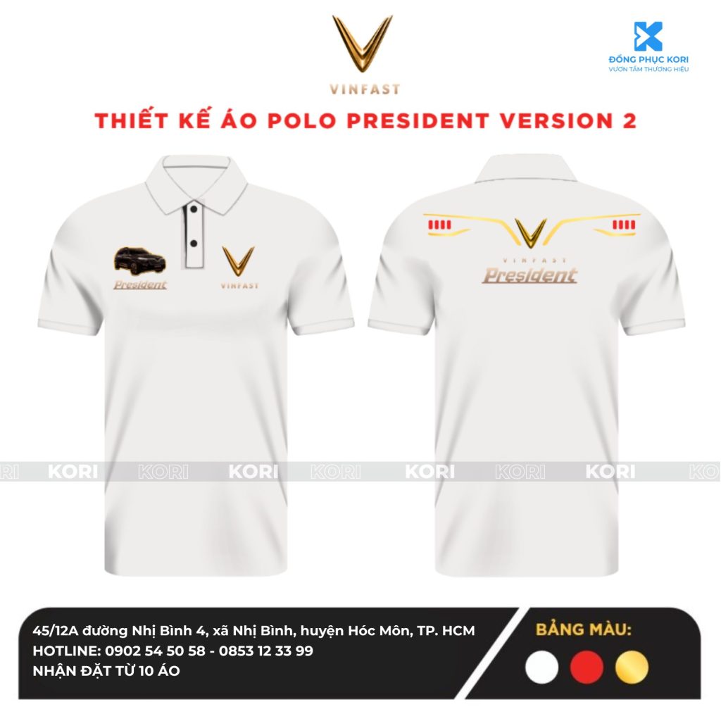 Thiết kế áo polo president version 2 màu trắng - Đồng Phục Kori