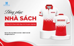 Đồng phục nhà sách Fahasa thiết kế polo đỏ trắng, logo in sắc nét